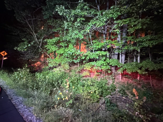 A wildfire in New Hampshire - burning at night - N.H. Division of Forests and Lands image