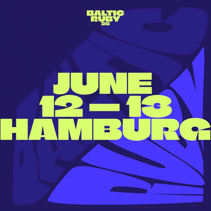 Lettering June 12-13 Hamburg on a Baltic Ruby poster background, blue design, logo on top.