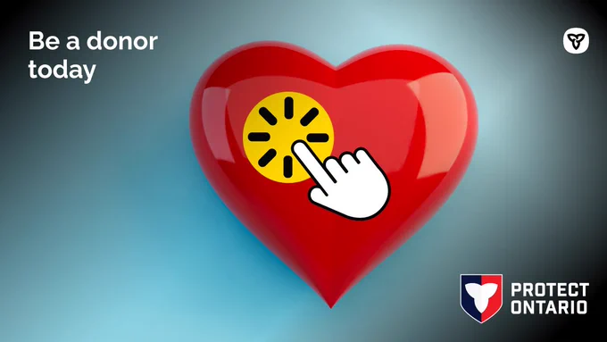 An illustration of a heart Text: Be a donor today