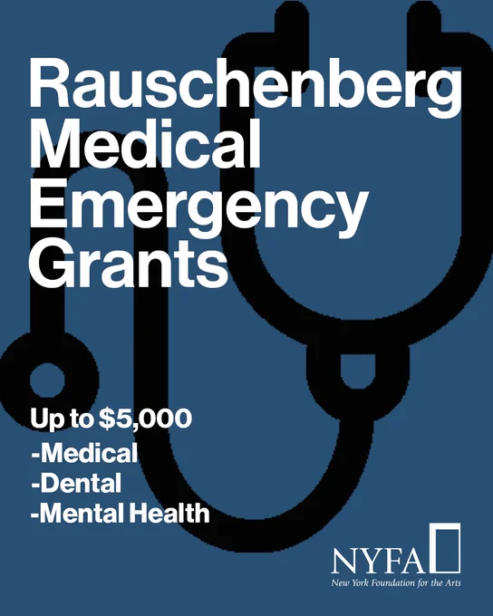 Rauschenberg Medical Emergency Grants graphic featuring a stethoscope icon