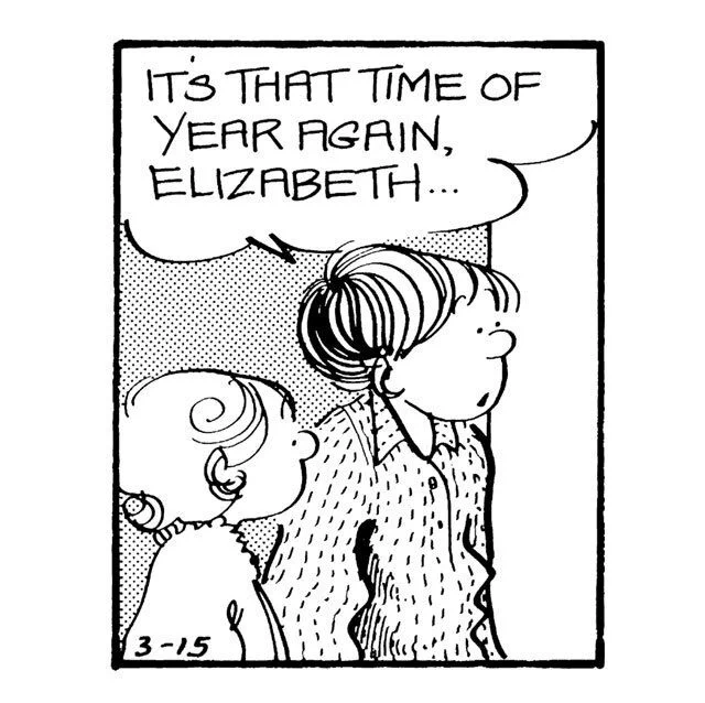 Mike says, "It's that time of year, Elizabeth."