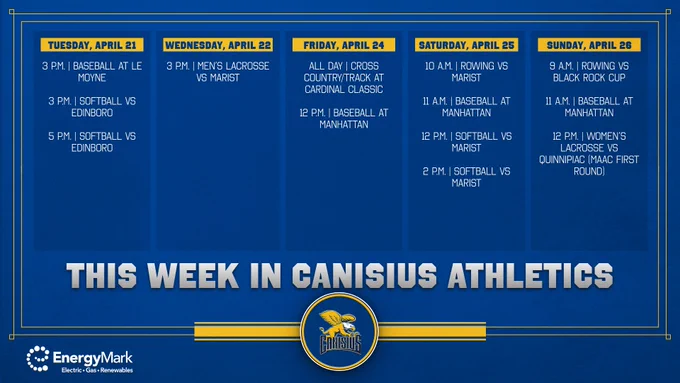 This Week in Canisius Athletics
For more information, please visit GoGriffs.com/calendar