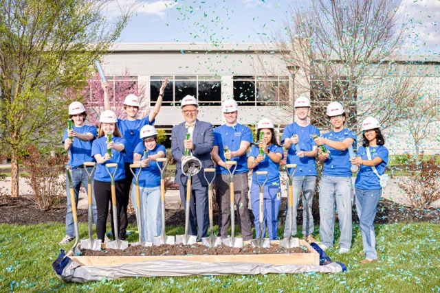 Groundbreaking ceremony with students