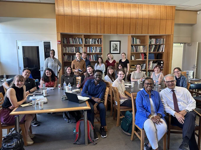 Dow Jones News Fund staff and Early Career Training Program fellows meeting with Rafael Lorente, dean of the Philip Merrill College of Journalism at the University of Maryland, College Park.