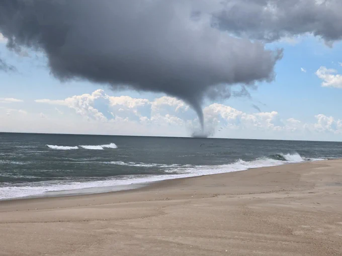 waterspout over the Atlantic ocean.