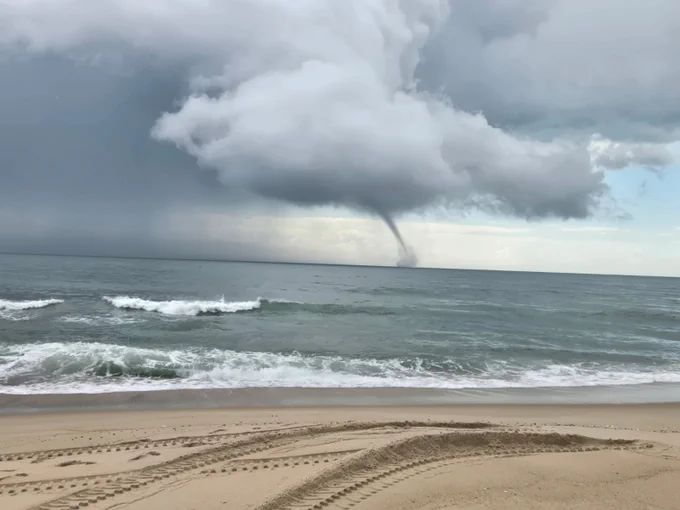 waterspout over the Atlantic ocean.
