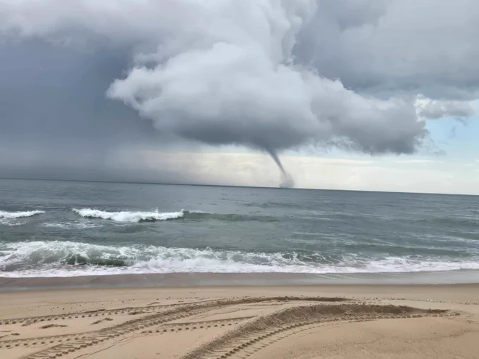waterspout over the Atlantic ocean.