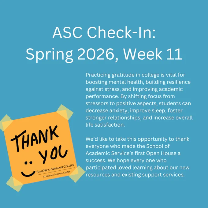On a plain teal background, there is a headline centered at the top in white text. Underneath the heading on the left is clipart of a square yellow note that appears to be taped to the image with light yellow tape on each corner. "Thank you" and a smiley face is hand-written on the note in black ink. The ASC logo is in the lower-right corner of the note. To the right of the cup is smaller white text.
