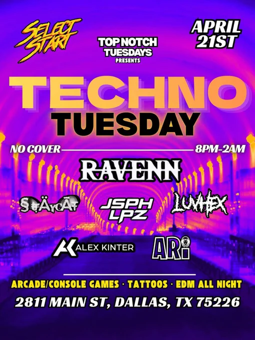 Alex Kinter DJing at Select start in deep ellum Tuesday April 21st 2026
