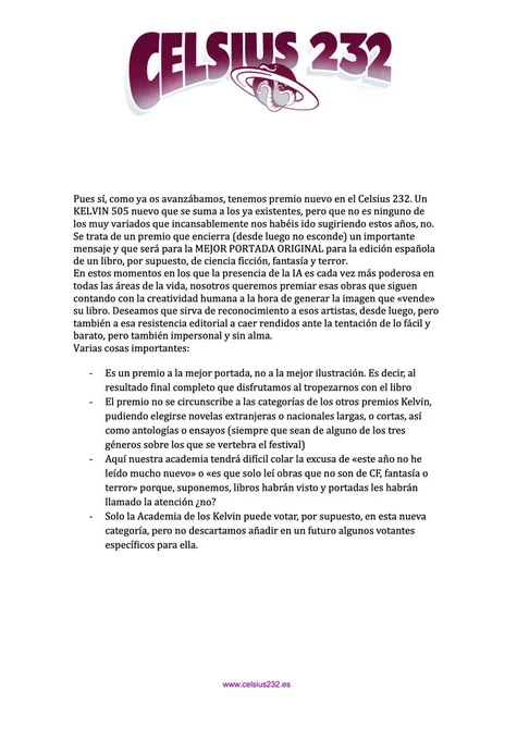 Comunicado anunciando un nuevo Kelvin505, a mejor portada