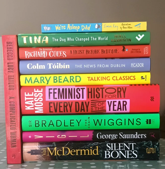 Ten books, all signed by the authors. This is the prize for winning the raffle. 
Authors include Val McDermid, George Saunders, Bradley Wiggins, Kate Mosse, Rebecca Lucy Taylor (Self Esteem), Mary Beard, Colm Toibin, Rev Richard Coles, Niall Harbison, and me!
