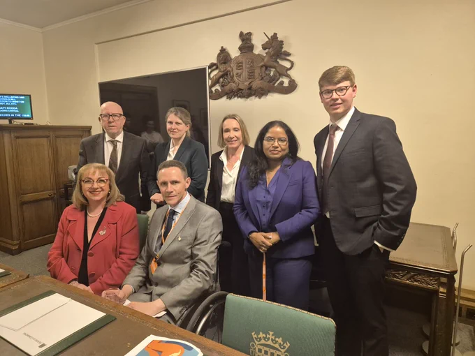 Sharon Hodgson MP , Parliamentary Under-Secretary of State in the Department for Health and Social Care, meeting with the All-Party Parliamentary Group on Spinal Cord Injury.