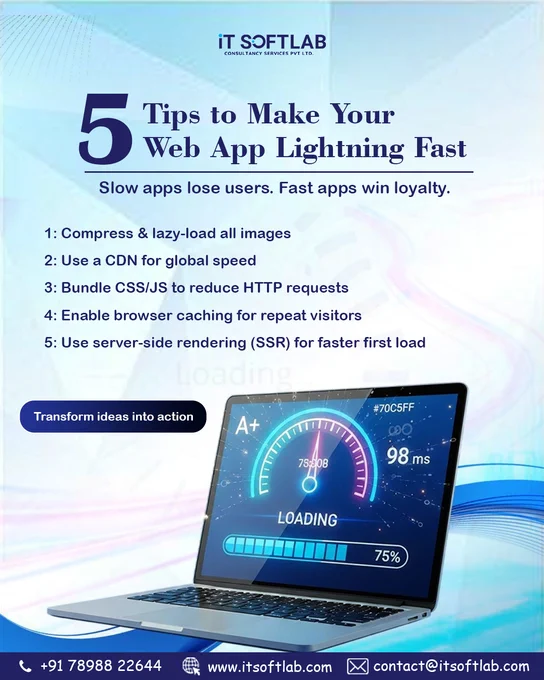 web app performance optimization tips.
how to improve website speed and performance.
slow web app user experience issues.
web application speed optimization techniques.
frontend performance best practices.
scalable web application development.
fast loading web app for better UX.
website performance optimization guide.
reducing load time in web applications.
web performance tuning for developers.
improve app speed and user retention.
high performance web development solutions.
ITsoftlab web app development services.
optimizing frontend for speed and scalability.
web app performance checklist.