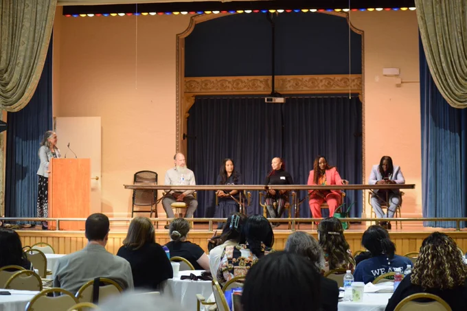 From left to right: Laura Sugarwala (University of Rochester School of Medicine Center for Community Health and Prevention), Dr. Mike Hudson (Regional Health Reach), Mai Abdullah (Refugees Helping Refugees), Candace Cabral (Foodlink benefit navigator/Healthi Kids parent leader ), Dr. Seanelle Hawkins (Urban League of Rochester), and Devon Reynolds (Common Ground Health community health educator; owner of Brothers and Sisters Unisex Salon). 