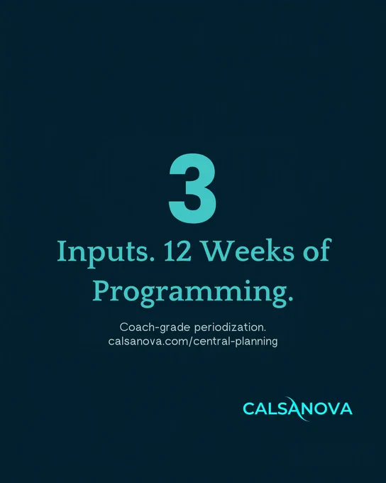 Calsanova Central Planning feature: 3 inputs, 12 weeks of programming.