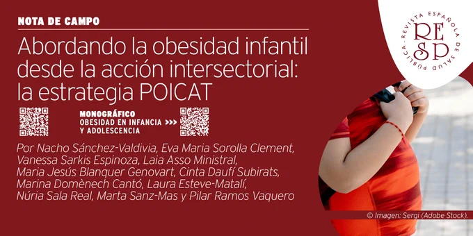 Imagen de un niño con obesidad (copyright: Sergi-Adobe Stock). Nota de campo "Abordando la obesidad infantil desde la acción intersectorial: la estrategia POICAT". Revista Española de Salud Pública, Ministerio de Sanidad (Gobierno de España).