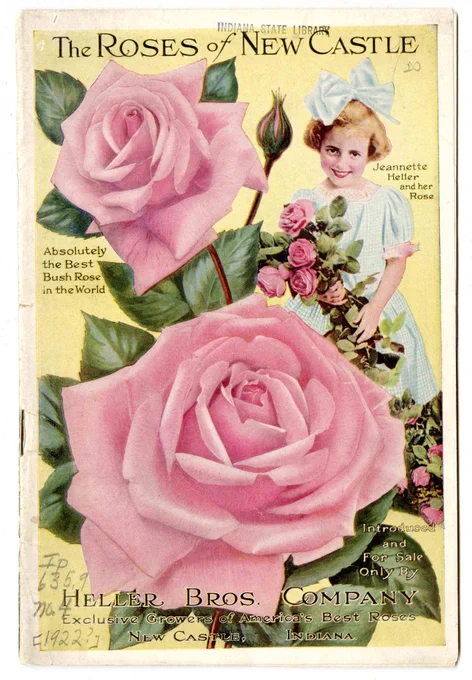 Catalog cover showing girl and roses. 