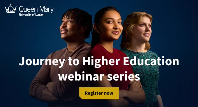 Journey to Higher Education Webinar Series Banner with students behind the text.