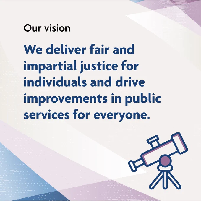 A telescope
Our vision
We deliver fair and impartial justice for individuals and drive improvements in public services for everyone
