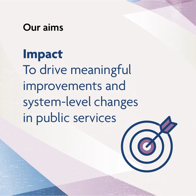An arrow hits a bullseye
Our aims
Impact
To drive meaningful improvements and system-level changes in public services