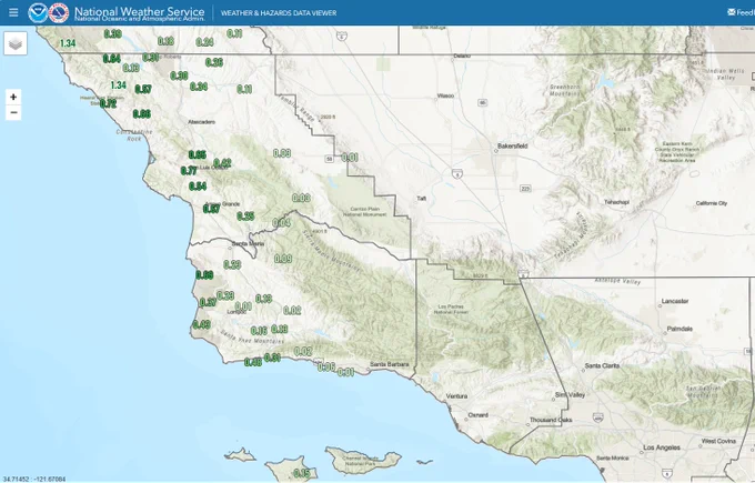 Current 24 hour rainfall totals as of 723 AM