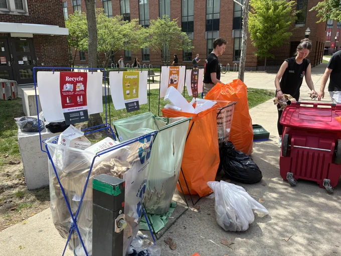 The waste stations being filled at the event.