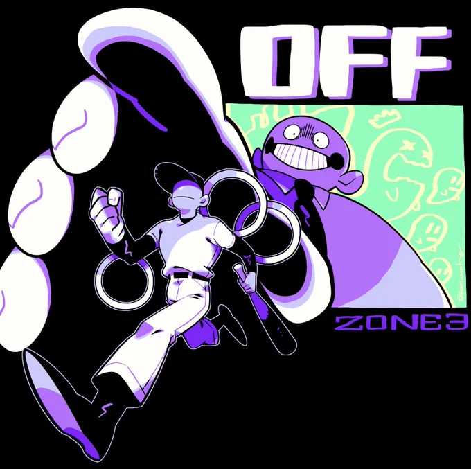 Fan art for OFF (by Mortis Ghost)
Enoch is closing in from behind the batter.