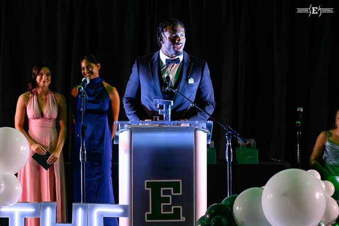 Josh Long accepts an award at the 2026 Ypsi’s