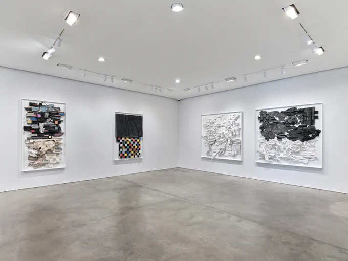 Installation image, Leonardo Drew, Pace Prints, 2026.