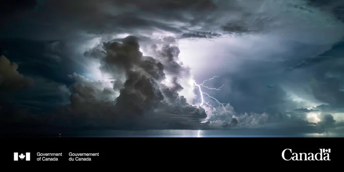 A thunderstorm in the clouds.