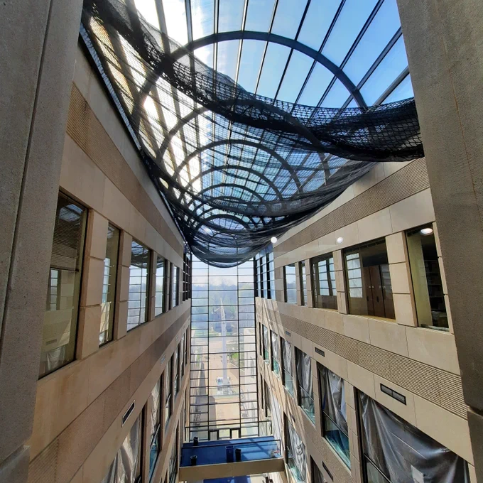 Net in atrium of Library of Michigan.