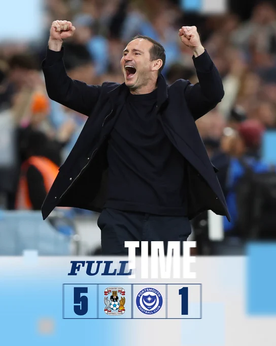 Full-time: Coventry City 5-1 Portsmouth.