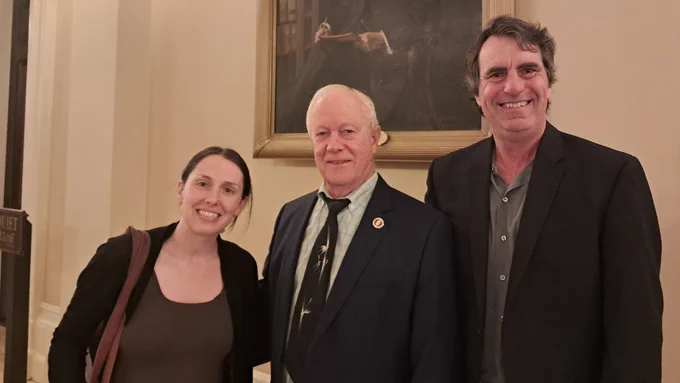 Senator Jerry McNerney, Audrey Ratajczak, Trent Lange after SB 900 Senate Elections victory.