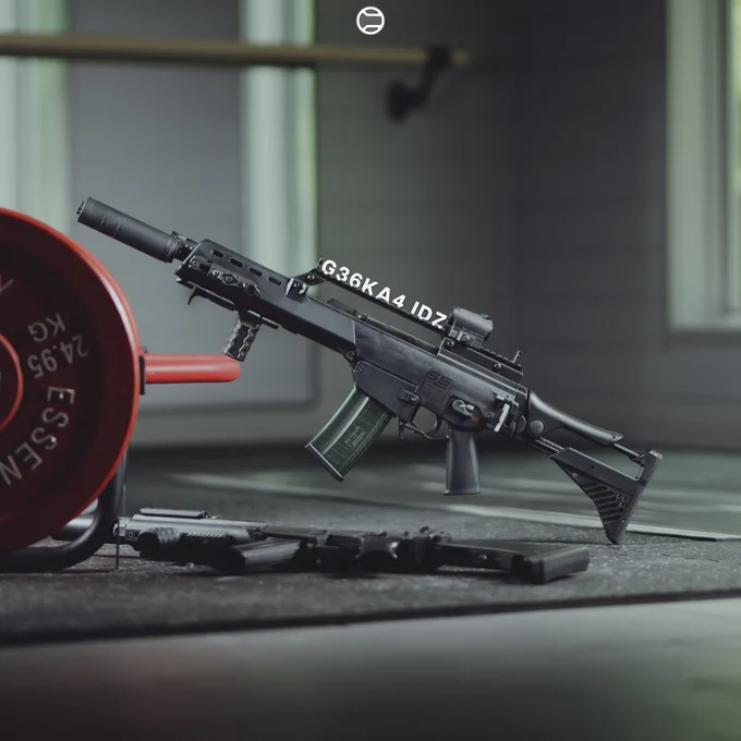 RailScales QTR-LT Stop, RSB/M M-LOK VFG, HTP Solo's M-LOK Scales (Dragon, Black, 1-Slot & 1.5-Slot), G36 GIP MLOK Rails (Short & Long), Halftop Mount for Scout Light Pro Lights | Heckler & Koch G36KA4 IdZ, S5 Tactical SG-36 Receiver, HK SL8/G36 Sight Rail w/ Flip Up Sights (PN: 202961), HK G36 IDZ Concave Stock (PN: 211116), HK G36 30rd Magazine, Aimpoint Micro T1 RDS w/ American Defense MFG T1/T2 Low Mount, B&T MARS 5.56 QD Suppressor, Surefire M340V-Pro Scout Light Pro IR Light w/ CSM-07 Switch. 