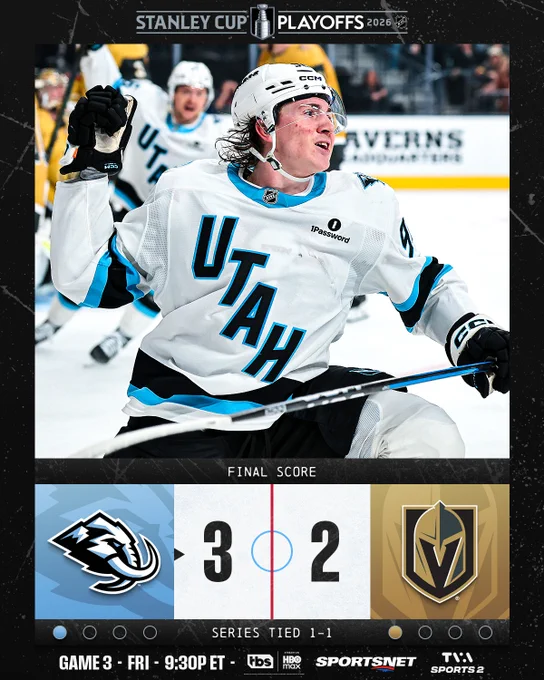 Final score: Golden Knights defeat Mammoth 3-2 (VGK leads series 2-0)