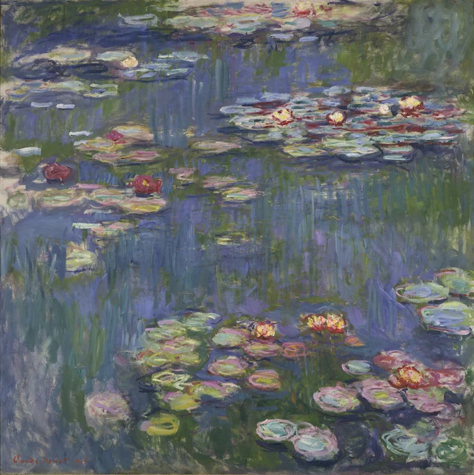 Claude Monet, 'Water Lilies', 1916, oil on canvas, 200.5 x 201 cm, Matsukata Collection
https://collection.nmwa.go.jp/en/P.1959-0151.html
