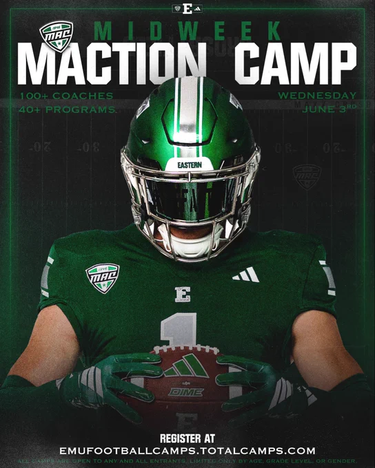 The EMU Football Midweek MACtion camp is Wednesday June 3rd.