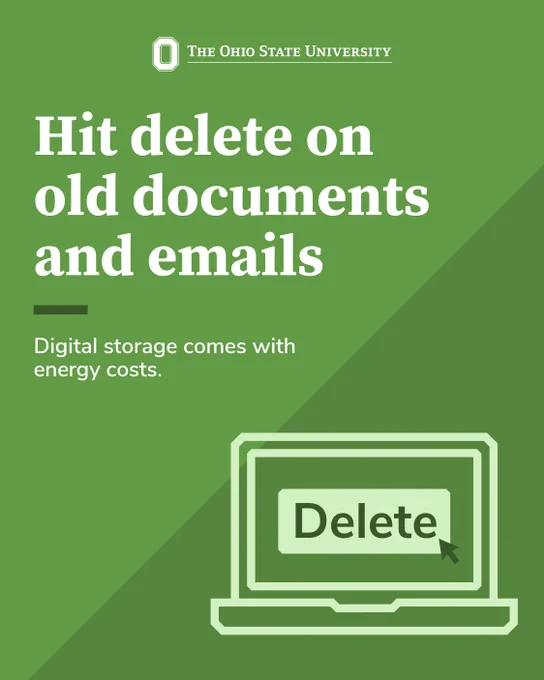 Hit delete on old documents and emails. Digital storage comes with energy costs. 