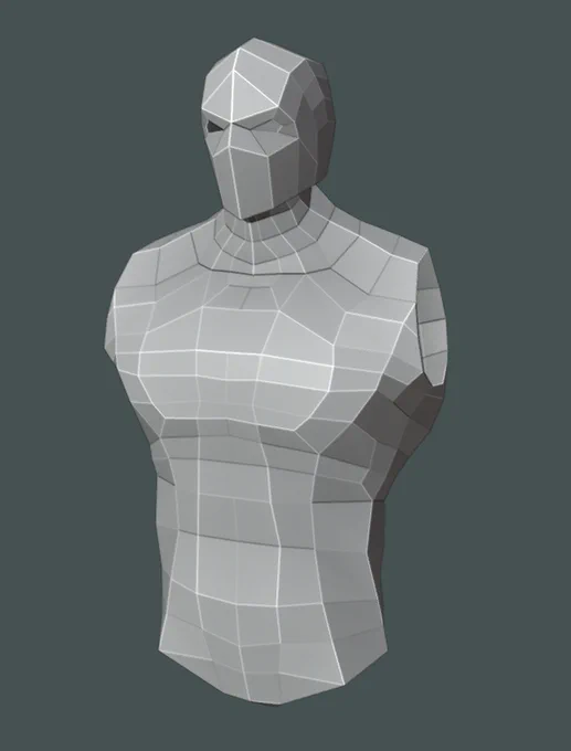 A screenshot from Unreal Engine 5.5 showing an early 3D blockout of a character's head and torso. The models are simple, gray shapes without arms or legs, set against a dark background. This is the work-in-progress main protagonist for the game Paper History.