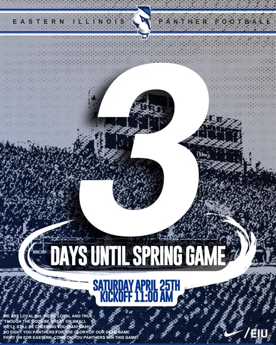 3 DAYS‼️ See you there🏈

🗓️ Saturday, April 25th  
📍 O’Brien Field  
⌚️11:00 AM

#WeNotMe | #BleedBlue | #TogetherWeWill