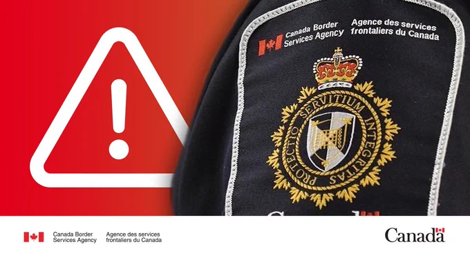 Alert symbol and Canada Border Services Agency shoulder flash.