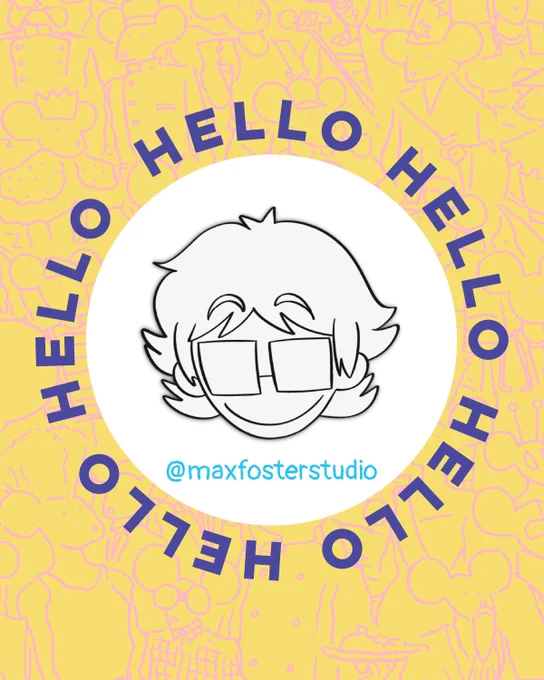 An image of Max's floating head with wide square glasses smiling.