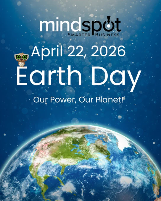 Earth Day 2026 graphic with the theme 'Our Power, Our Planet.' Mindspot Research logo included. A reminder that information and data empower a more sustainable future in Central Florida.