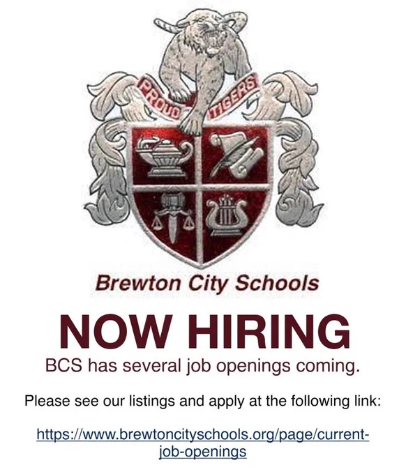Brewton City Schools has several job openings currently posted and others coming available soon. Please check our website for the listings and to apply.  https://www.brewtoncityschools.org/page/current-job-openings