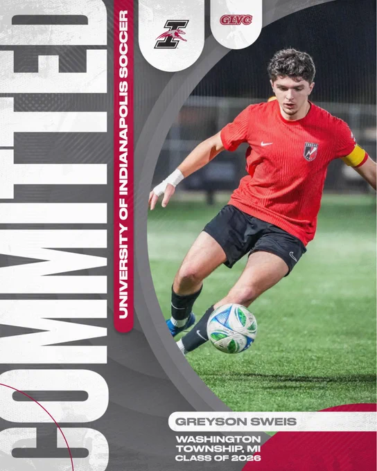 Graphic welcoming, newest men’s soccer recruit for the University Of indianapolis, Grayson Sweis.