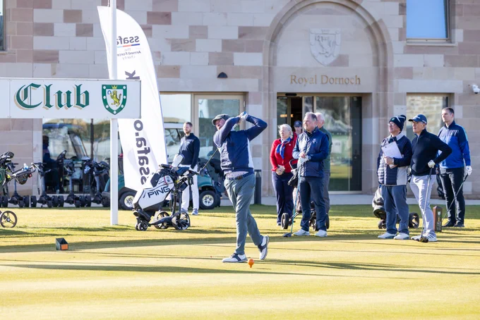 Teeing off at the SSAFA Royal Dornoch Golf Day.