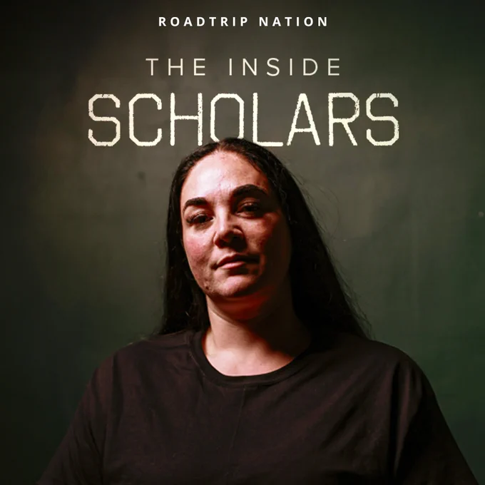 Promotional poster for the film The Inside Scholars featuring a portrait of a formerly incarcerated scholar on a plain background.