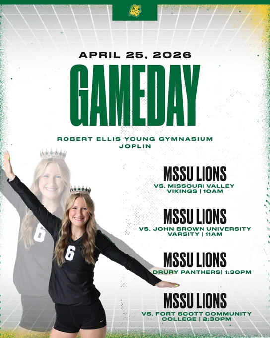 Spring Games this Saturday (April 25) in Robert Ellis Young Gymnasium. Missouri Southern volleyball will play at 10am, 11am, 1:30pm and 2:30pm.