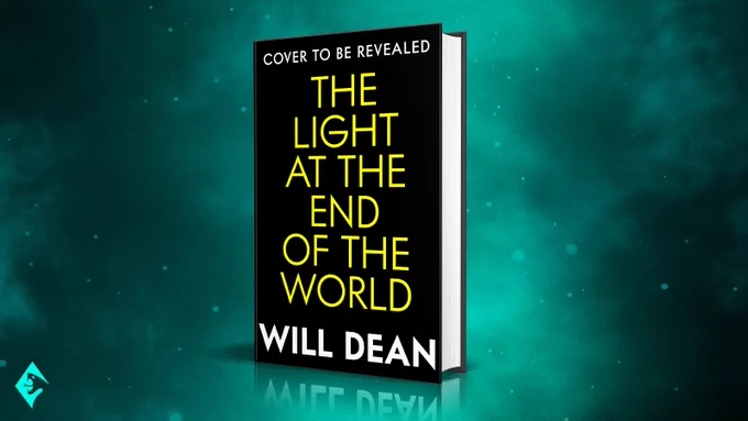 A packshot of the book The Light at the End of the World with a draft cover reading 'cover to be revealed' on a dark blue cloudy background and a blue Viper logo in the bottom left-hand corner.