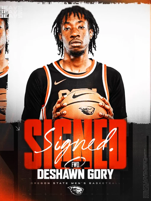 Graphic showing forward DeShawn Gory and welcoming him to Beaver Nation